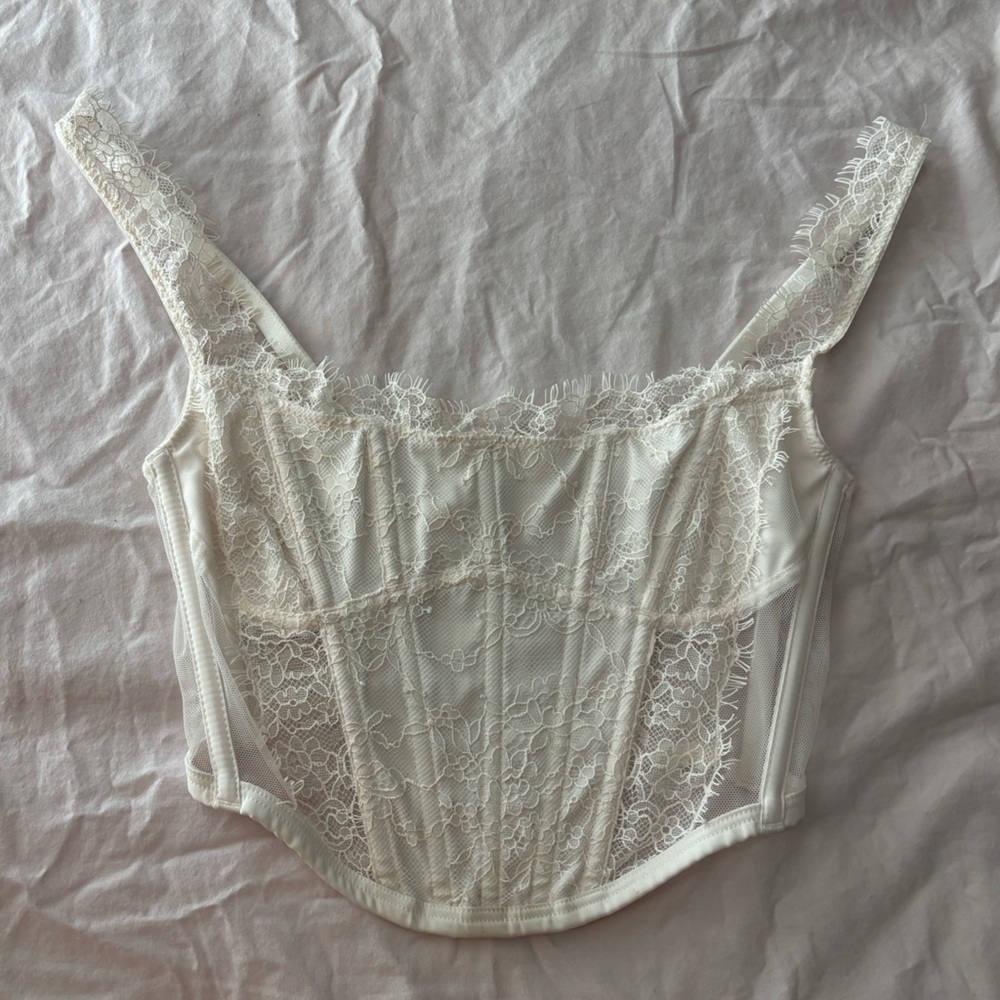 Victoria Secret White Lace Corset - Women Lace Dream Angels Corset